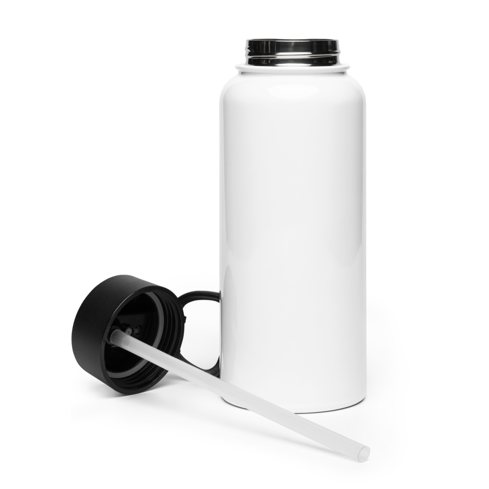 Stainless steel water bottle with a straw lid