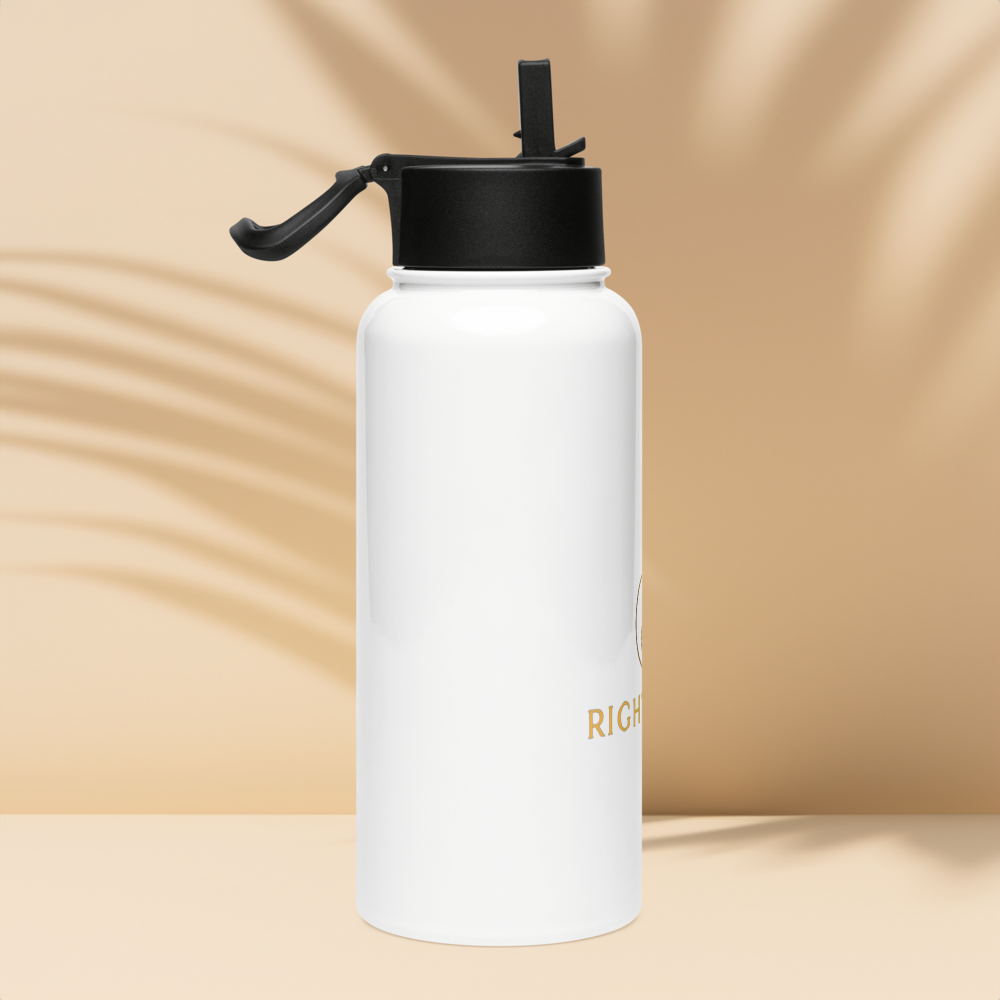 Stainless steel water bottle with a straw lid