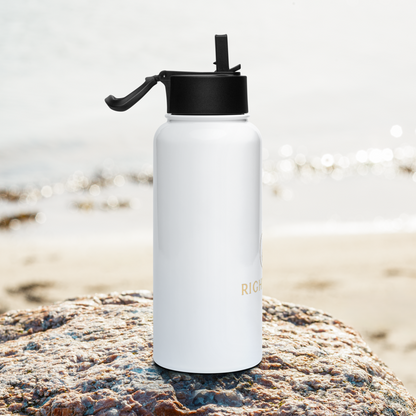 Stainless steel water bottle with a straw lid